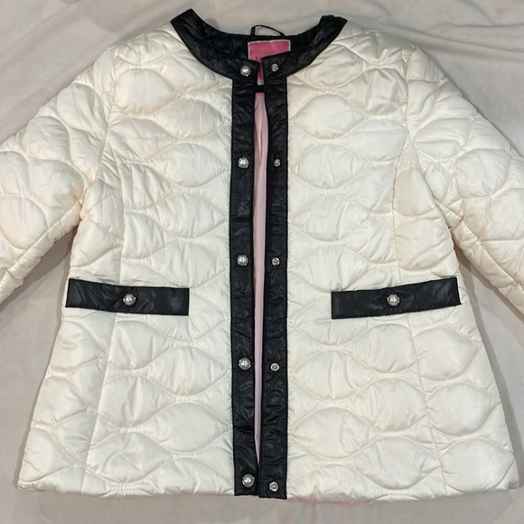 NWT Kate Spade Quilted Jacket with Pearl Snap Buttons, Cream, L - Picture 6 of 9